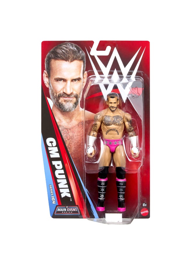 WWE Mattel WWE CM Punk Action Figure, Main Event Series #164, 6-inch Collectible Superstar with 14 Articulation Points & Life-Like Look ​​​ - Image 2