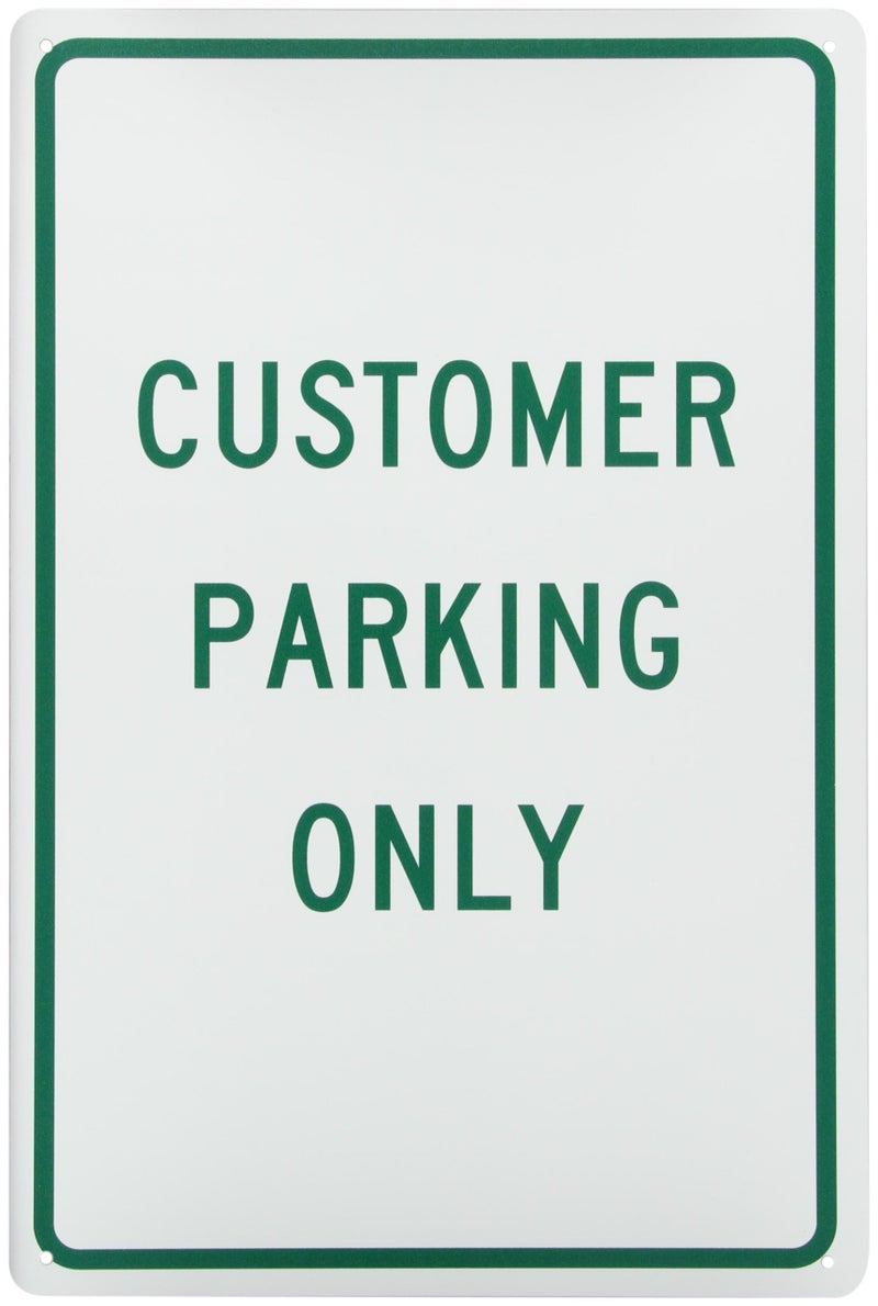NMC TM51G CUSTOMER PARKING ONLY Sign - 12 in. x 18 in., Standard Aluminum No Parking Sign with Red on White - Image 1