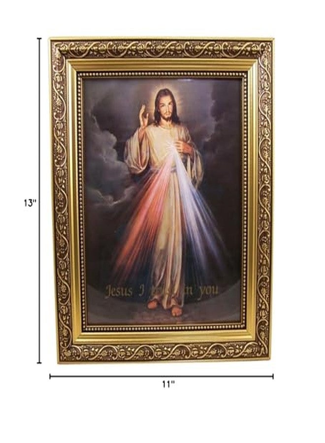 Gerffert Collection The Divine Mercy Framed Portrait Print, 13 Inch (Ornate Gold Tone Finish Frame) - Image 3