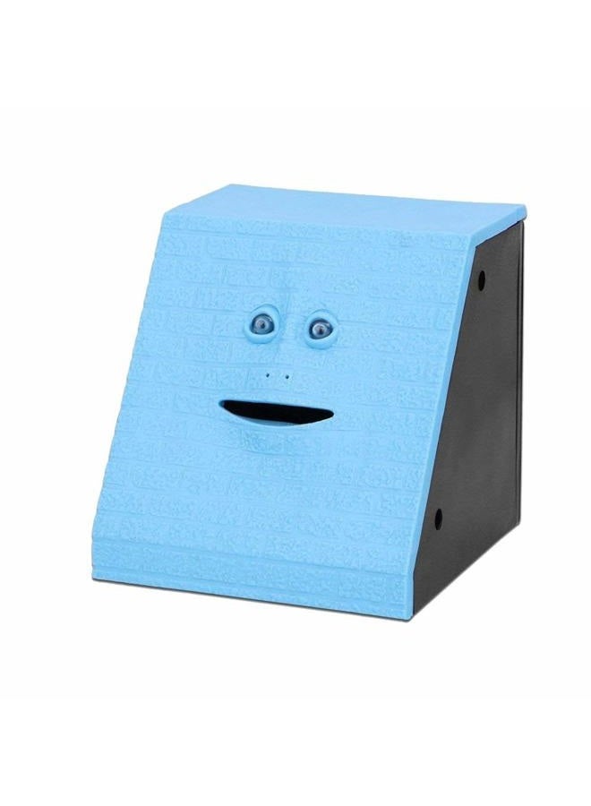 Youngine Novelty Face Bank Coin Eating Savings Bank Kids Money Saving Collection Piggy Bank (Blue Brick) - Image 1