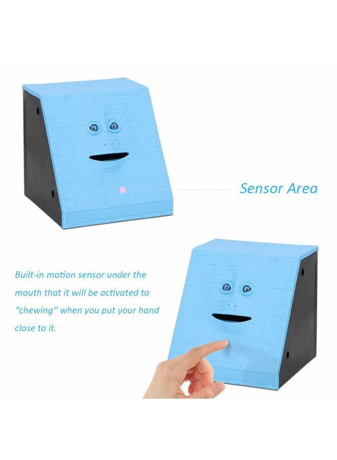 Youngine Novelty Face Bank Coin Eating Savings Bank Kids Money Saving Collection Piggy Bank (Blue Brick) - Image 4