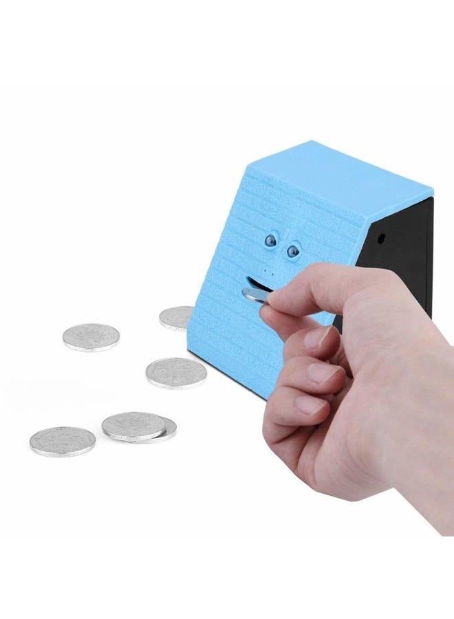 Youngine Novelty Face Bank Coin Eating Savings Bank Kids Money Saving Collection Piggy Bank (Blue Brick) - Image 3