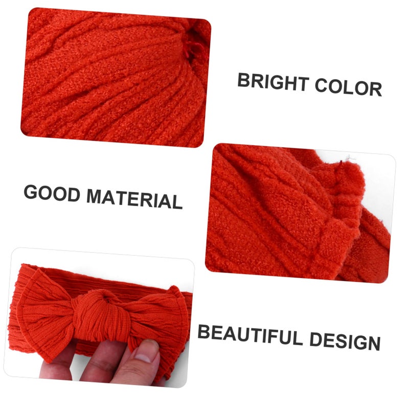 Newborn Baby Headbands with Vintage Bow and Rabbit Ears 6Pcs Mixed Colors Elastic Nylon - Image 4