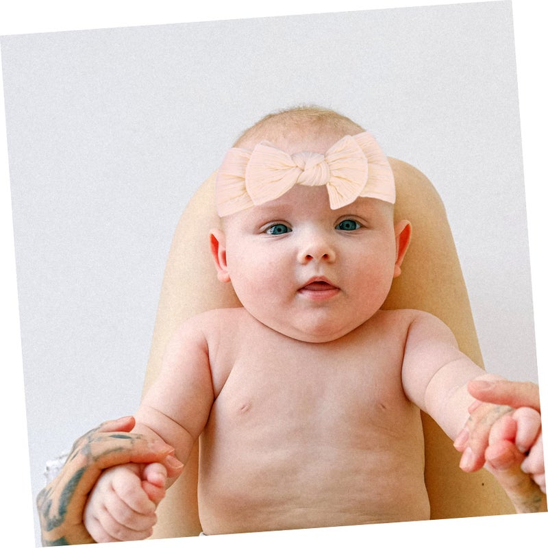 Newborn Baby Headbands with Vintage Bow and Rabbit Ears 6Pcs Mixed Colors Elastic Nylon - Image 3