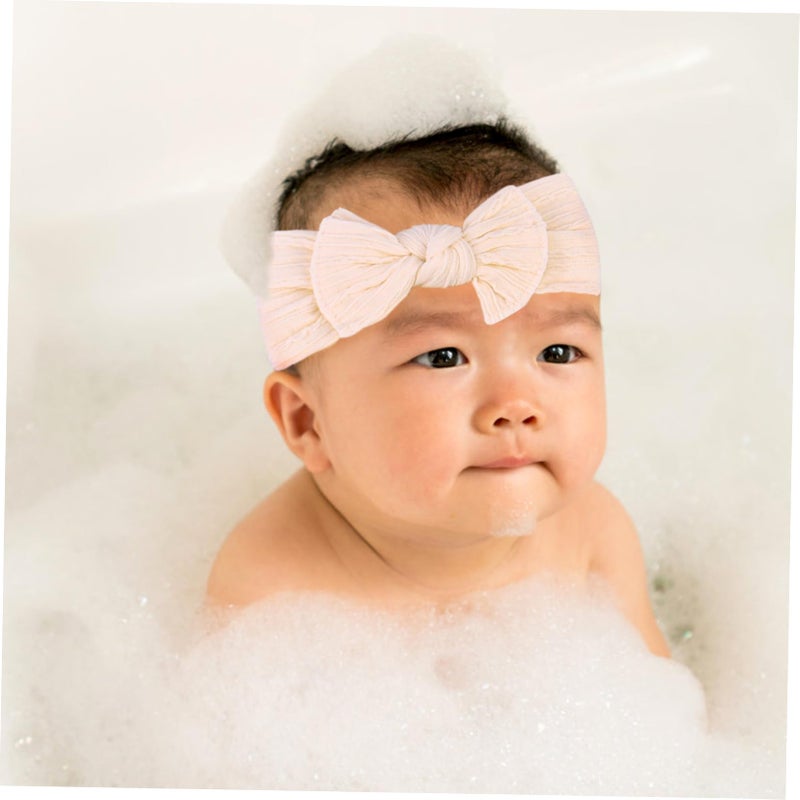 Newborn Baby Headbands with Vintage Bow and Rabbit Ears 6Pcs Mixed Colors Elastic Nylon - Image 5