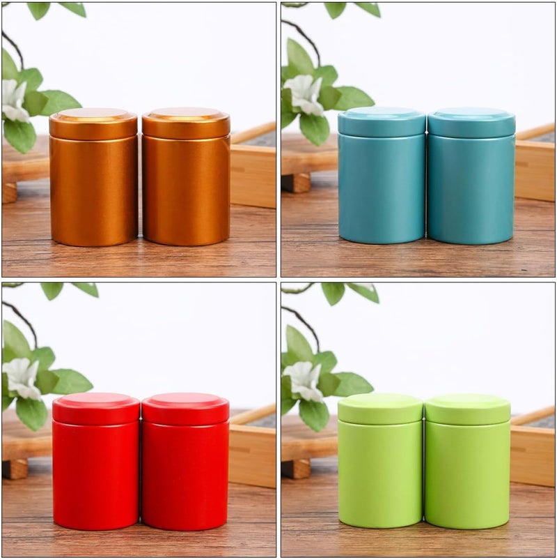 Wakauto Portable Small Tea Canisters 3pcs round Tinplate Airtight Tea Boxes Suitable for Travel and Kitchen Organization Random Color - Image 3
