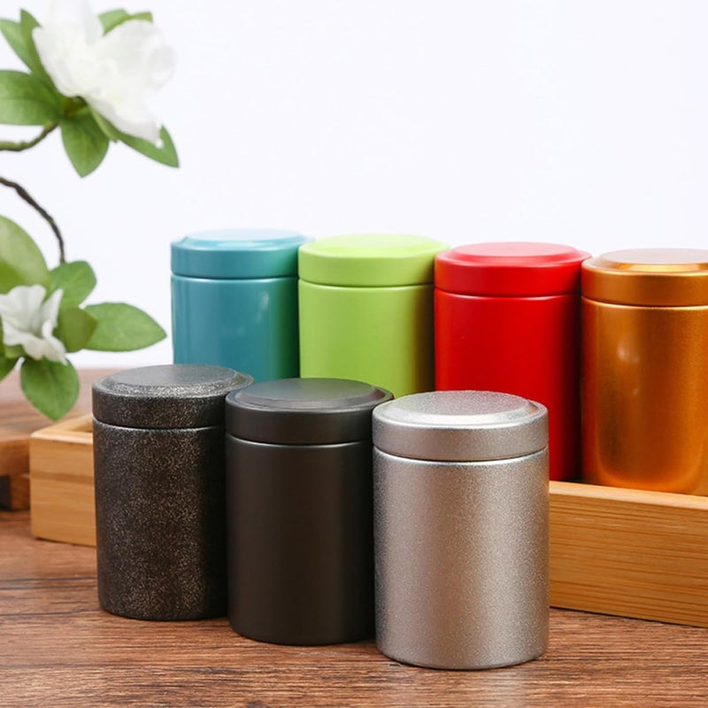 Wakauto Portable Small Tea Canisters 3pcs round Tinplate Airtight Tea Boxes Suitable for Travel and Kitchen Organization Random Color - Image 4