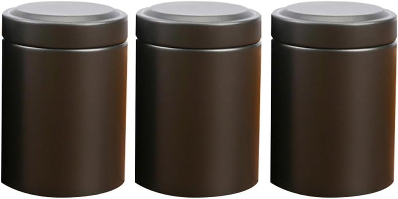 Wakauto Portable Small Tea Canisters 3pcs round Tinplate Airtight Tea Boxes Suitable for Travel and Kitchen Organization Random Color - Image 1