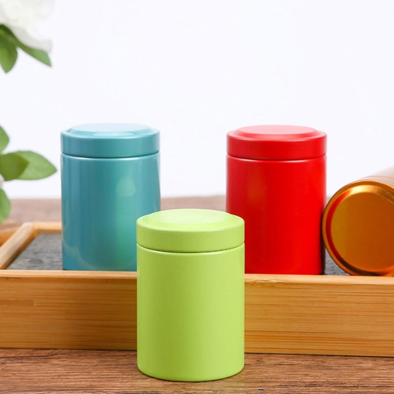 Wakauto Portable Small Tea Canisters 3pcs round Tinplate Airtight Tea Boxes Suitable for Travel and Kitchen Organization Random Color - Image 5