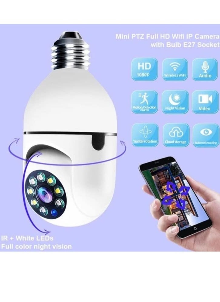 ELTRAZONE - 2Pcs Light Bulb Security Camera 2.4GHz & 5G WiFi Outdoor, 1080P E27 Light Socket Security Camera, Indoor 360° Home Security Cameras, Full Color Day and Night, Smart Motion Detection - Image 1