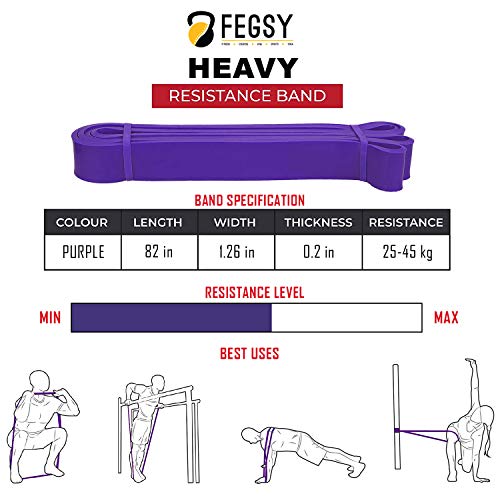 FEGSY Resistance Band for Exercise, Workout, and Stretching for Men and Women Pull up Bands with Door Anchor, Workout Guide, and Carrying Bag (Purple (35-85 LBS, Heavy)) - Image 2