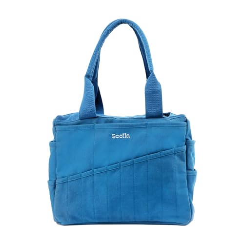 Soolla Studio Bag: Art Supply Storage & Pottery Tool Bag, Washable Craft Tote, Knitting Yarn Organizer, Crochet Projects, 30 Pockets, 20+ Canvas Colors, Gift for Artists (Blueberry Bliss) - Image 1