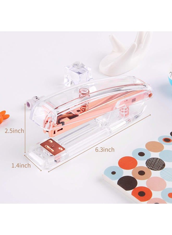 ALSISK Desk Accessory Kit,Acrylic Stapler Set, Tape Dispenser, Staple Remover with 1000pcs 26/6 Staples -Rose Gold - Image 3