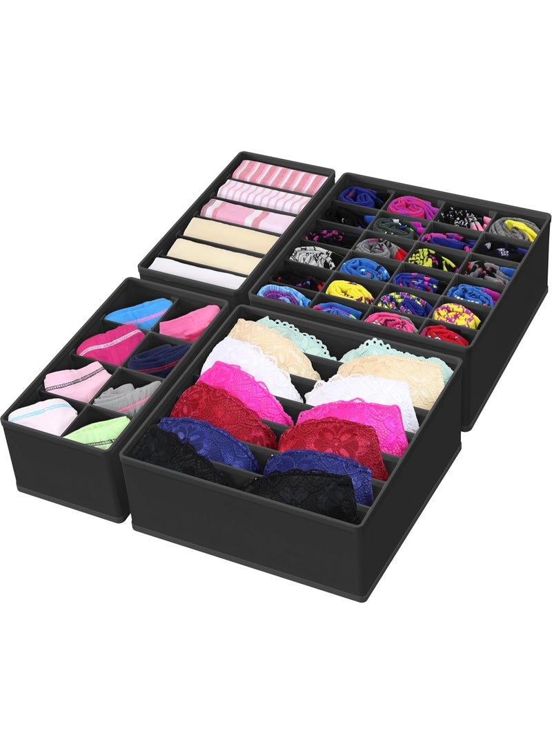 KITCHENOO Clothes drawer organizer, 4 pack nursery closet organizer boxes, closet organizer and storage dividers for clothes, baby clothes, underwear and socks (black) - Image 1