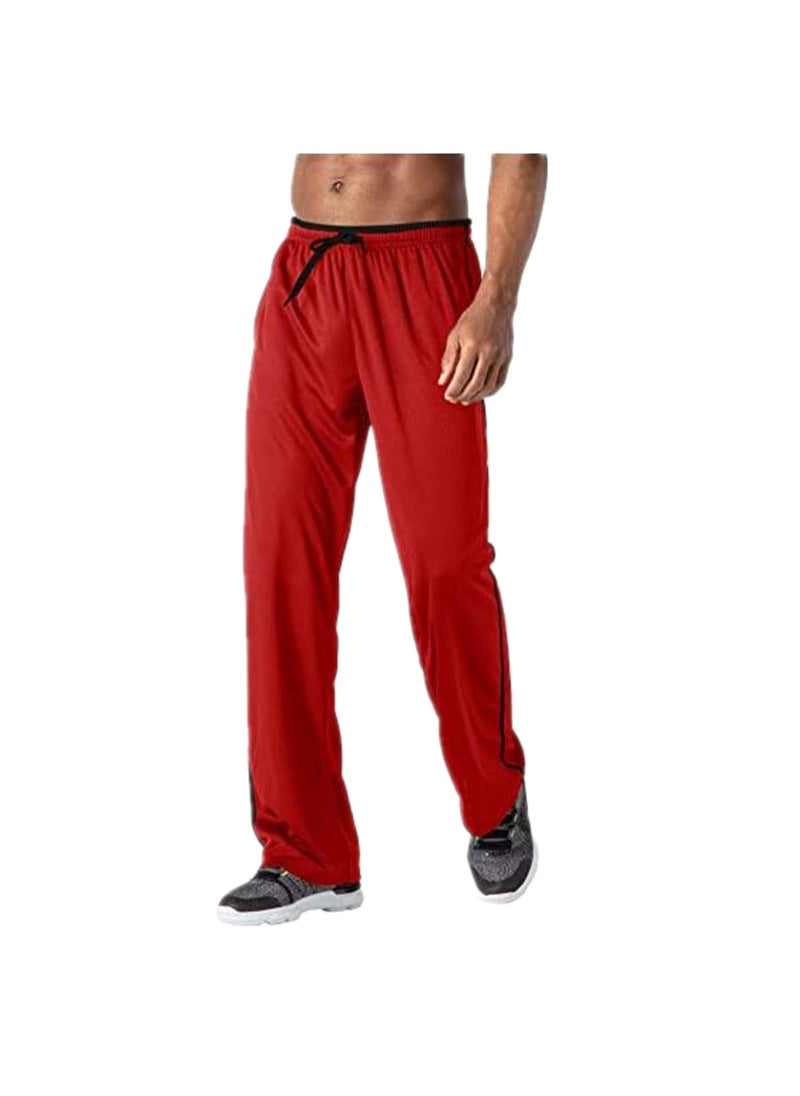 Generic - Mens Casual Joggers Zip Pockets Breathable Mesh Red - Image 1