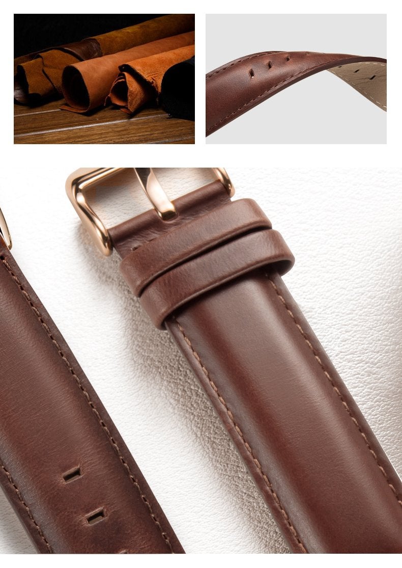 Carnival Luxury Men's Big Dial Chronograph Sapphire Glass Waterproof Quartz Black Leather Gold Watches (Gold case & Black dial & Brown Strap) - Image 2