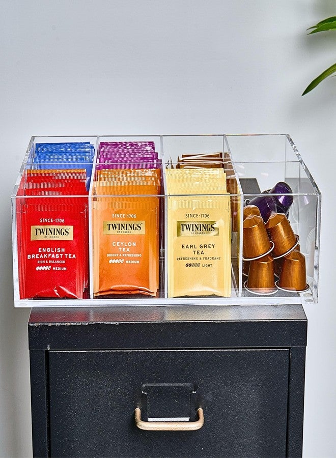 Meicloud Acrylic Tea Bag Organizer - Clear Tea Storage Box, K Cup Coffee Pods Holder with 8 Compartments, Tea Station Organizer for Countertop, Modern Tea Display Stand - Image 2