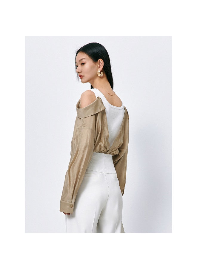 Waxbird Summer Temperament Chiffon Shirt Dropped Shoulder Sleeve Women's Shirt - Image 4