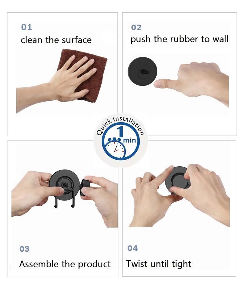 Bathika Suction Cup Hooks Razor Holder Powerful Vacuum Organizer for Towel, Razor, Coat, Bathrobe and Loofah 304 Stainless Steel Removable Hooks for Bathroom & Kitchen, Towel Hanger Storage (Silver) - Image 5