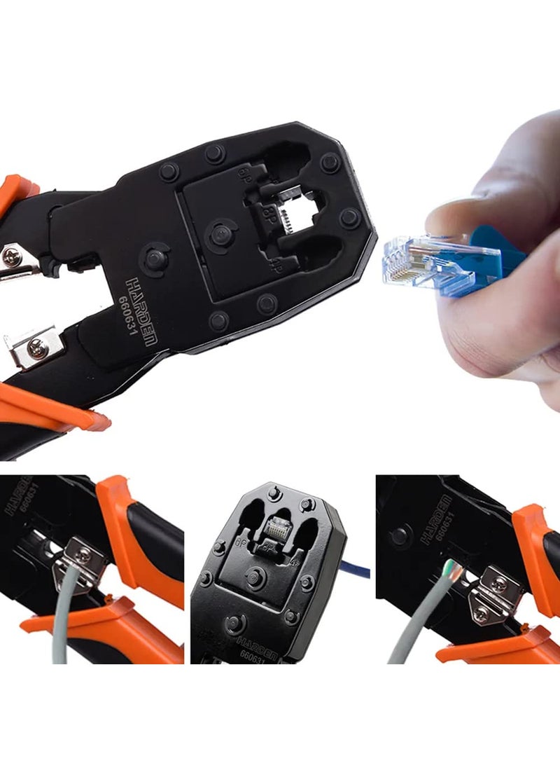 Harden Harden 190mm Professional Multifunctional Modular Plug Crimping Tool 4P6P8P RJ11RJ12RJ45 For Lan Network and Telephone Cable 660631  - Image 5