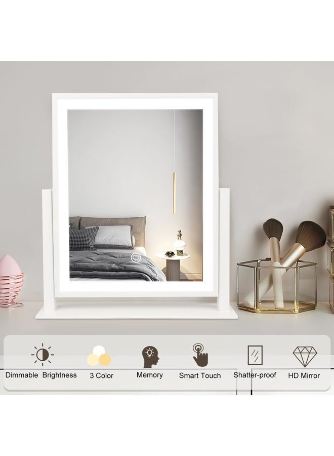 Beelux Vanity Mirror with Lights, New Hollywood Lighted Makeup Mirror with Dimmable Light, Smart Control, Memory, Adjustable Warm White/Natural/Daylight, Birthday (White, 15" L x 14" W) - Image 2