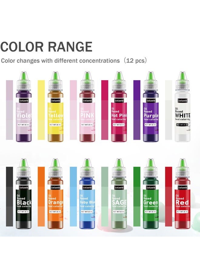 Colaele Oil Based Food Coloring Set - 12 Tasteless Colors, Edible Oils, Food Colorants for Melted Chocolates, Decoration, Velantine'S Oil Food Color Baking Frostin - Image 2