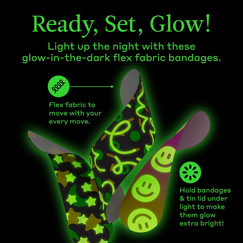 Welly Bandage Glow-in-The-Dark Refill Pack | Adhesive Flexible Fabric Bandages | Assorted Shapes and Patterns for Minor Cuts, Scrapes, and Wounds - 120 Count - Image 3