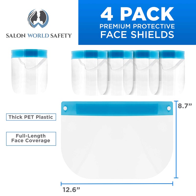 TCP Global Salon World Safety Face Shields - Ultra Clear Protective Full Face Shields to Protect Eyes  Nose and Mouth - Anti-Fog PET Plastic  Elastic Headband - Sanitary Droplet Splash Guard Cover (Pack of 4) - Image 3
