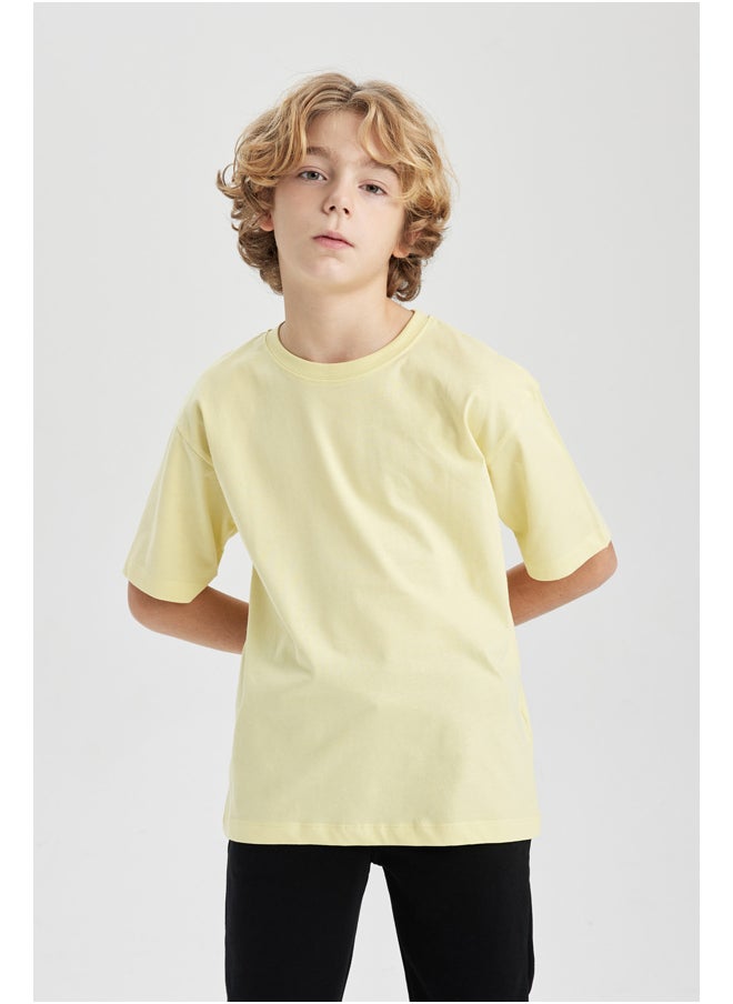 DeFacto - Boy Oversize Fit Crew Neck Knitted Short Sleeve T-Shirt - Image 1