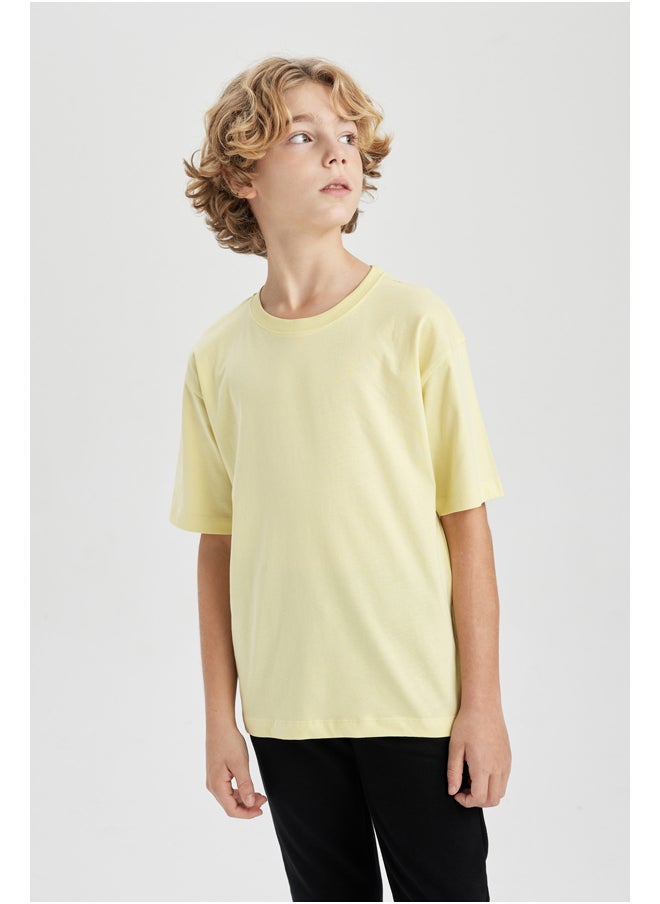 DeFacto - Boy Oversize Fit Crew Neck Knitted Short Sleeve T-Shirt - Image 1