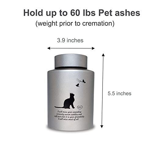 Mianachilu Stainless Steel Cat Urns for Ashes - Up to 60 lbs Memorial Keepsake Pet Urn with Airtight Threaded Lid & Waterproof Seal - Durable & Rustproof Cremation Urn - Curiosity Cat Design Memorial Gift - Image 4