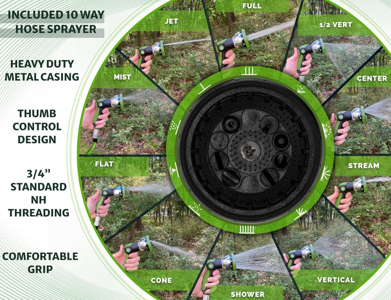 Morvat 25 FT Flexible Coil Garden Hose with ON/OFF Valve, Expandable Spiral Spring Recoil Water Hose with Nickel Plated Brass Fittings, for Boats Yard & RV, Includes 10 Way Sprayer & Teflon Tape - Image 4