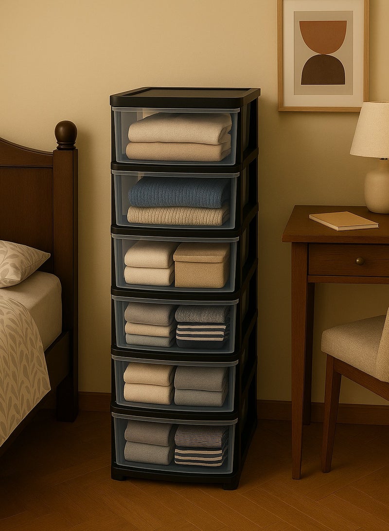ALMUFARREJ Premium 6-Drawer Clear Storage Unit – Refined Design for Sophisticated Spaces