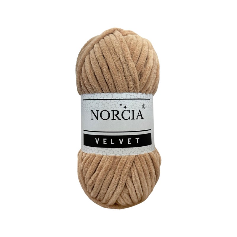NORCIA Soft Velvet Yarn Chenille Yarn for Crocheting Super Bulky 100g 743 yds Baby Blanket Yarn for Knitting Amigurumi Yarn Fancy for Crochet Weaving Craft Camel 1 Skein