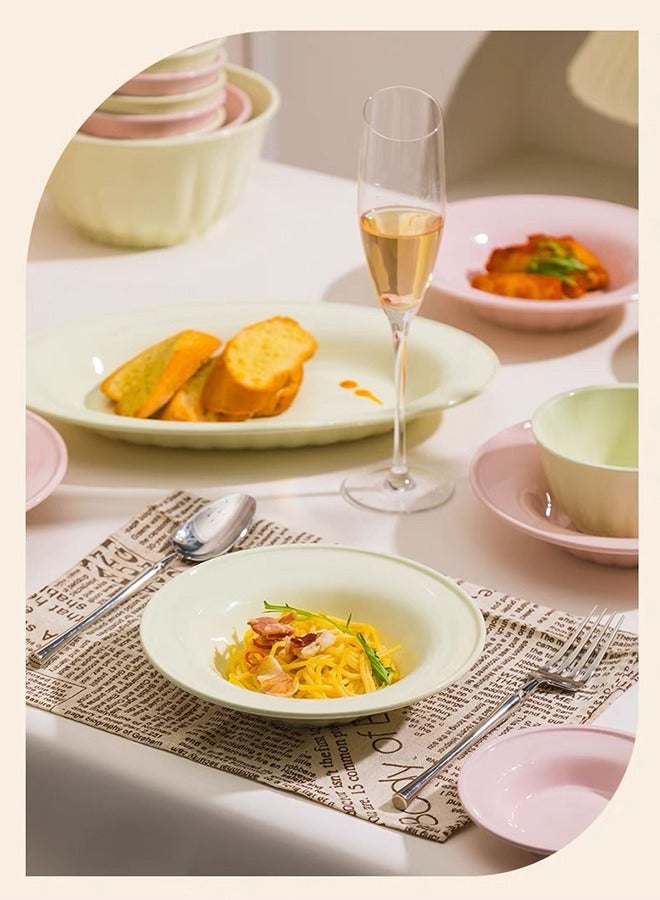 DUNISO 4 Pcs Dinnerware Set，Premium Porcelain Dinner Set，Home Tableware Set，High Temperature Resistance, Easy To Clean，Includes Plates, Round Bowls，With Simple And Fresh Style，Suitable For Two People To Use，For Oven And Dishwasher And Microwave Safe - Image 4