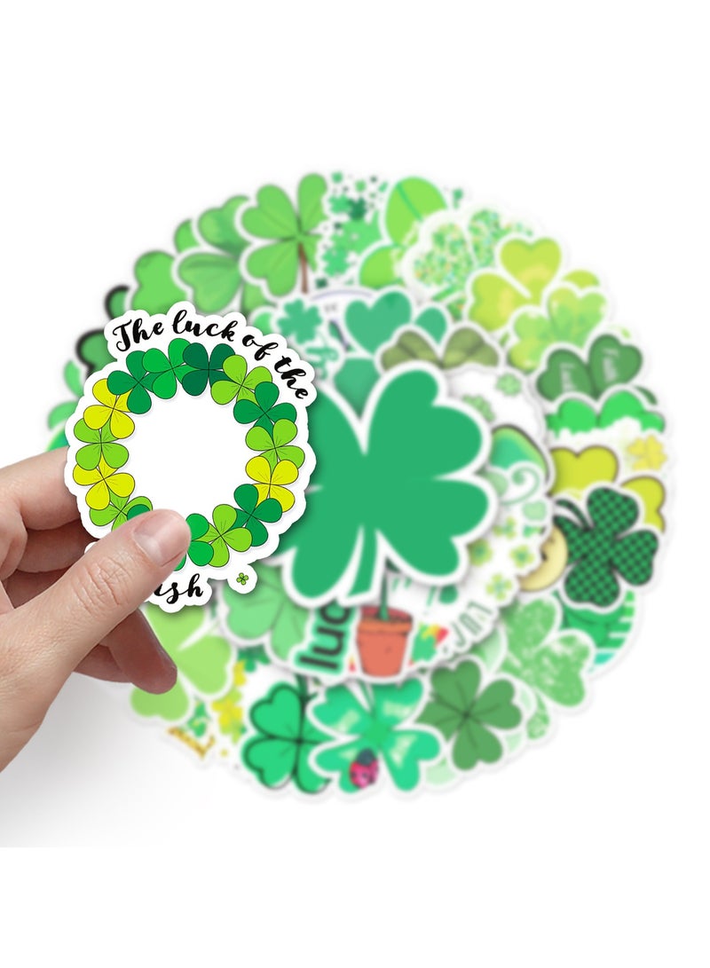 50pcs Green Four Leaf Clover Stickers for Boys Girls Teens Waterproof Vinyl Stickers for Laptop Hydro flasks Luggage Cup Phone Water Bottles Notebook Tablet Car Bike Cartoon Decals Pack - Image 4