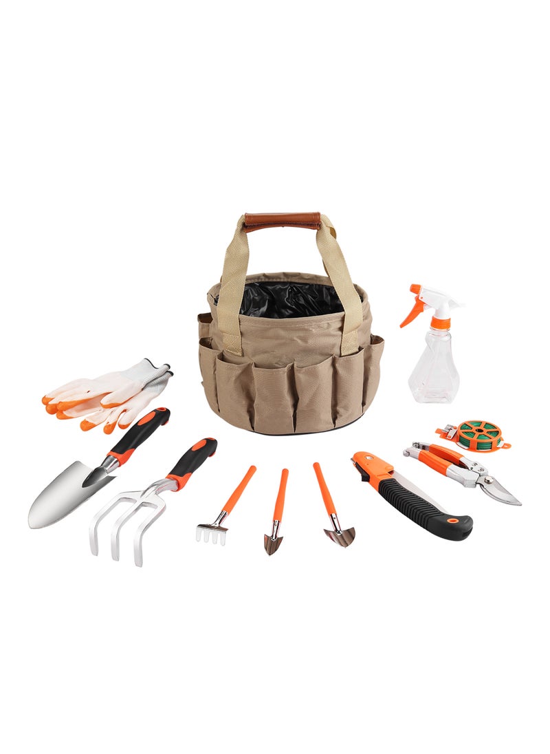 LAWAZIM Garden Bucket with Tools -10 Piece- Heavy Duty Rust-Resistant Ergonomic Gardening Tools with Storage Bag and Hand and Wrist Protective Gloves for Landscaping Planting Pruning  - Image 1