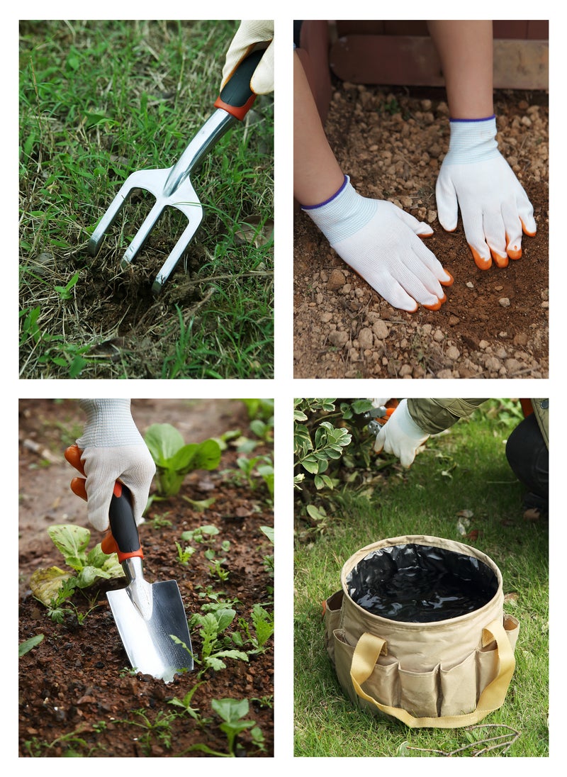 LAWAZIM Garden Bucket with Tools -10 Piece- Heavy Duty Rust-Resistant Ergonomic Gardening Tools with Storage Bag and Hand and Wrist Protective Gloves for Landscaping Planting Pruning  - Image 5