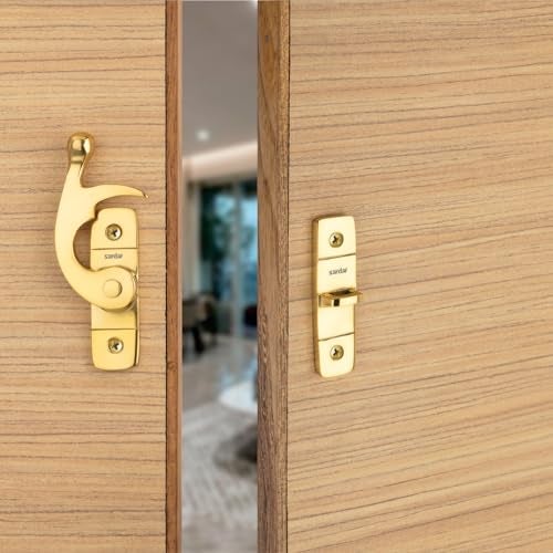 Sardar DL-05 Brass Flip Latch| Double Door Lock Hardware|Safety Door Latch Lock| Heavy Duty Door Stopper (Gold) - Image 2