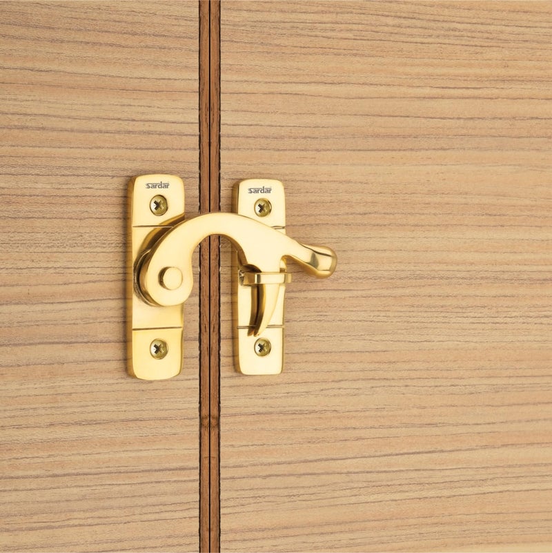 Sardar DL-05 Brass Flip Latch| Double Door Lock Hardware|Safety Door Latch Lock| Heavy Duty Door Stopper (Gold) - Image 5