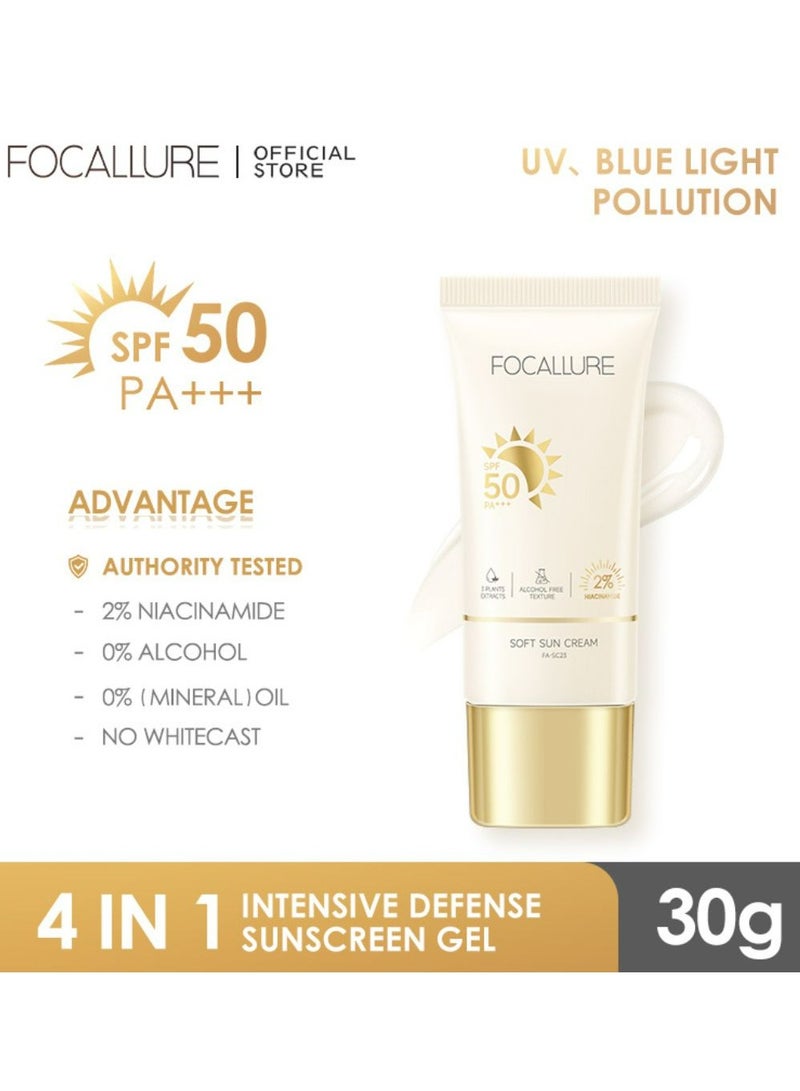 FOCALLURE Pure Natural Lip Oil Soften Moisturized Repaired Lip Care Oil Waterproof Lip Plumper Set + Soft Sun Cream Intensive Non Sticky Sunscreen Defense Sunscreen Gel SPF 50 PA+++ - Image 2