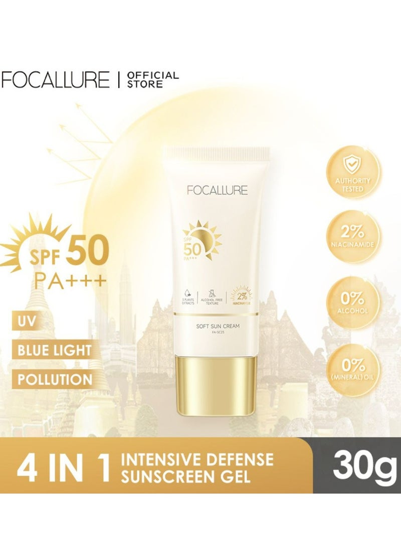 FOCALLURE Pure Natural Lip Oil Soften Moisturized Repaired Lip Care Oil Waterproof Lip Plumper Set + Soft Sun Cream Intensive Non Sticky Sunscreen Defense Sunscreen Gel SPF 50 PA+++ - Image 3