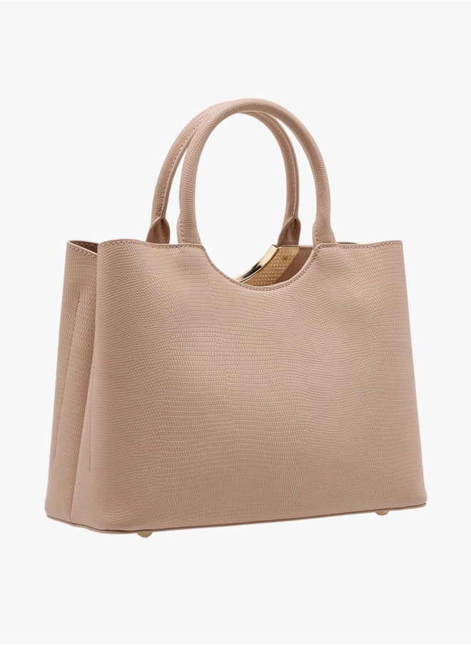 Celeste Women's Textured Tote Bag with Detachable Strap and Zip Closure  - Image 3