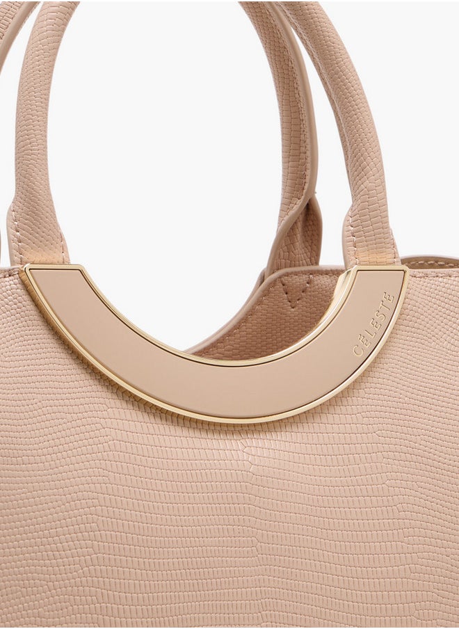 Celeste Women's Textured Tote Bag with Detachable Strap and Zip Closure  - Image 4
