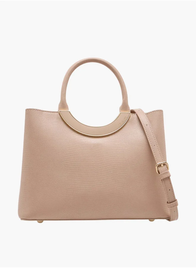 Celeste Women's Textured Tote Bag with Detachable Strap and Zip Closure