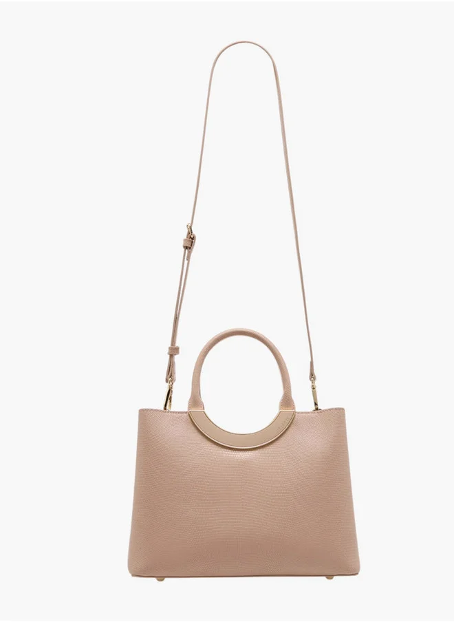Celeste Women's Textured Tote Bag with Detachable Strap and Zip Closure
