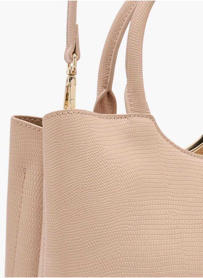 Celeste Women's Textured Tote Bag with Detachable Strap and Zip Closure  - Image 5