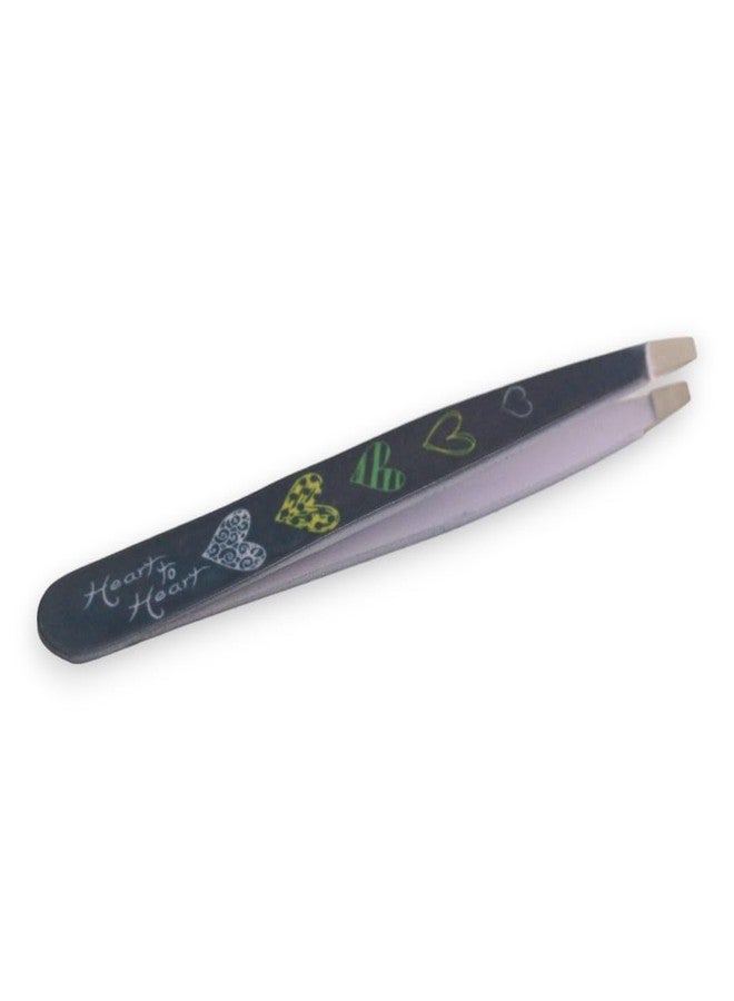 DreamCut Expert Slant Tweezers - Stainless Steel - Heart Collection (Sketch My Heart Blue) - Image 1
