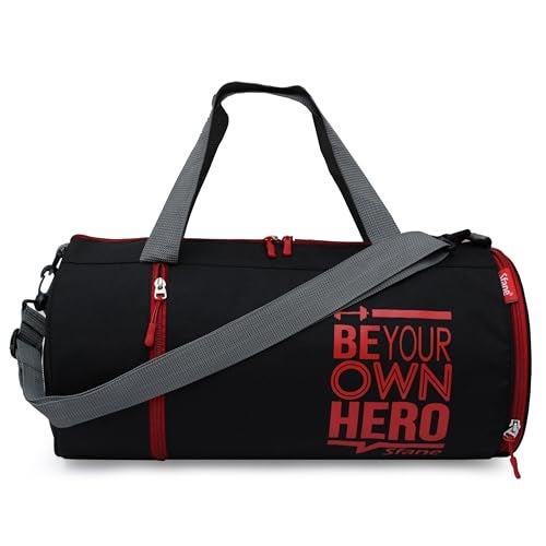 Sfane Polyester Men & Women Trendy Sports Duffle/Gym Bag/Shoulder Bag (Black & Red) - Image 3