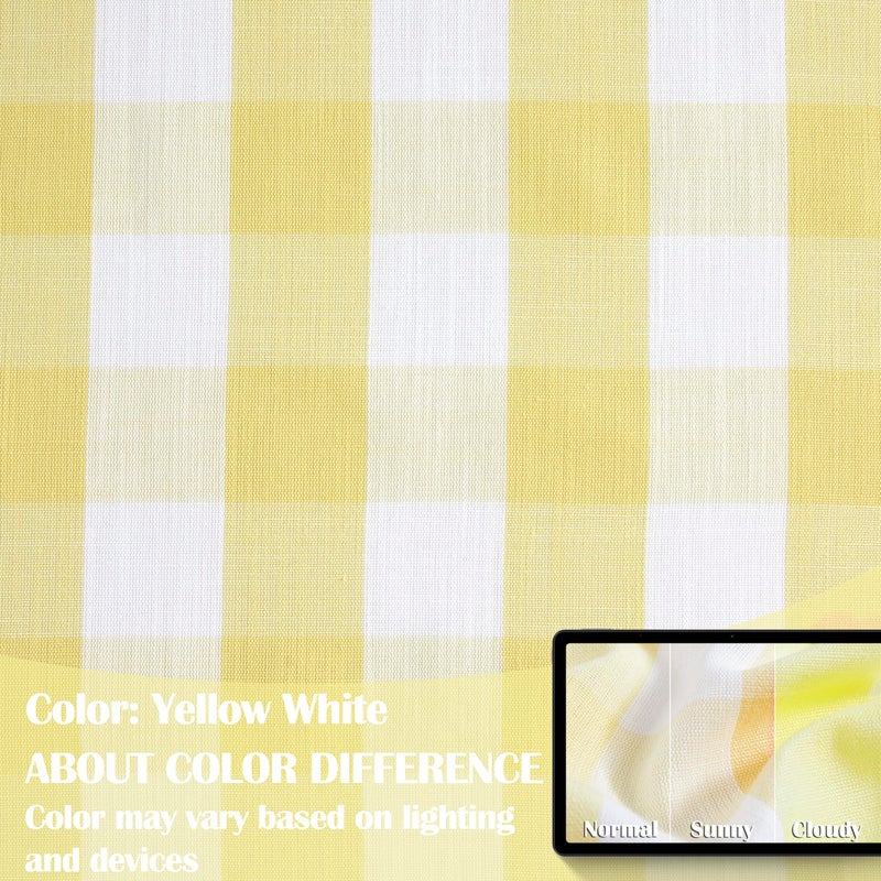 Bapawfish Yellow White Buffalo Check Semi Sheer Curtains,84 Inches Long Cottage Drapes for Bedroom Living Room,Rustic Checkered Window Treatment,Rod Pocket,Yellow/White,40" Wx84 L(Pack of 2) - Image 4